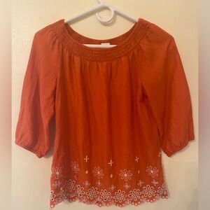 OLD‎ NAVY Blouse GIRLS size XL (14) Orange Round Neck 3/4 Sleeve